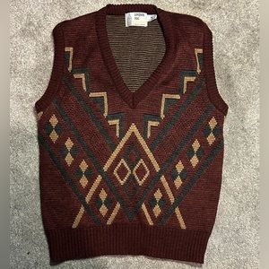 Vintage Southwest Wool Blend V Neck Grunge Sweater Vest M 70s K Cobain Aesthetic